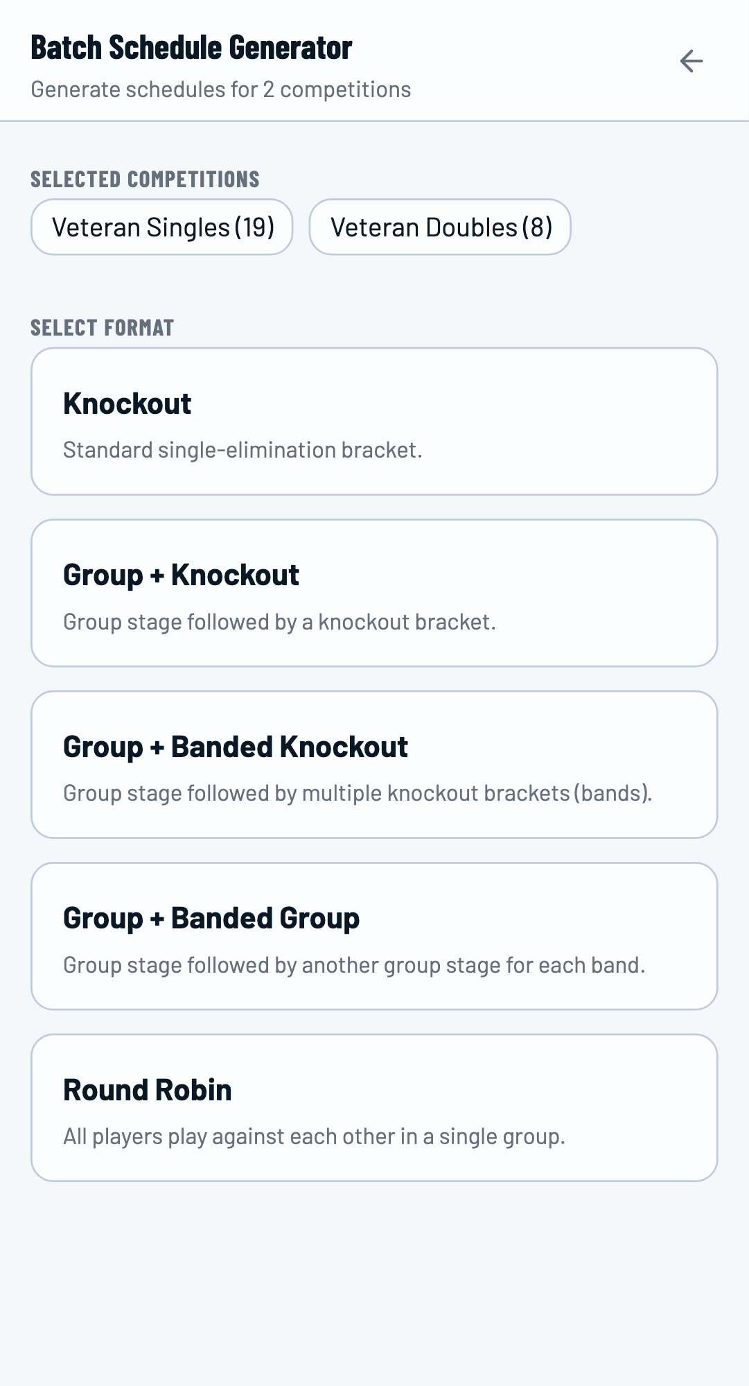 Batch schedule generator modal