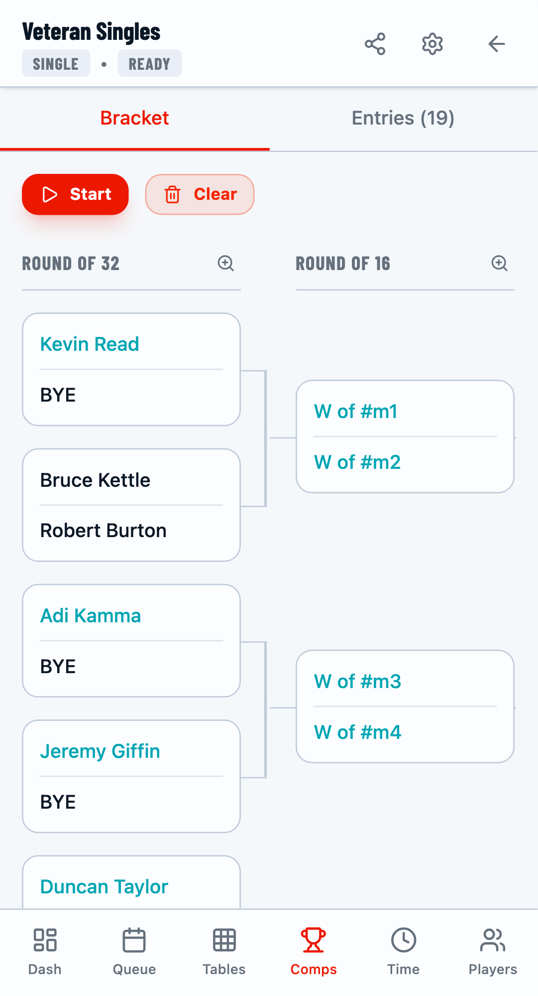 Knockout bracket generated