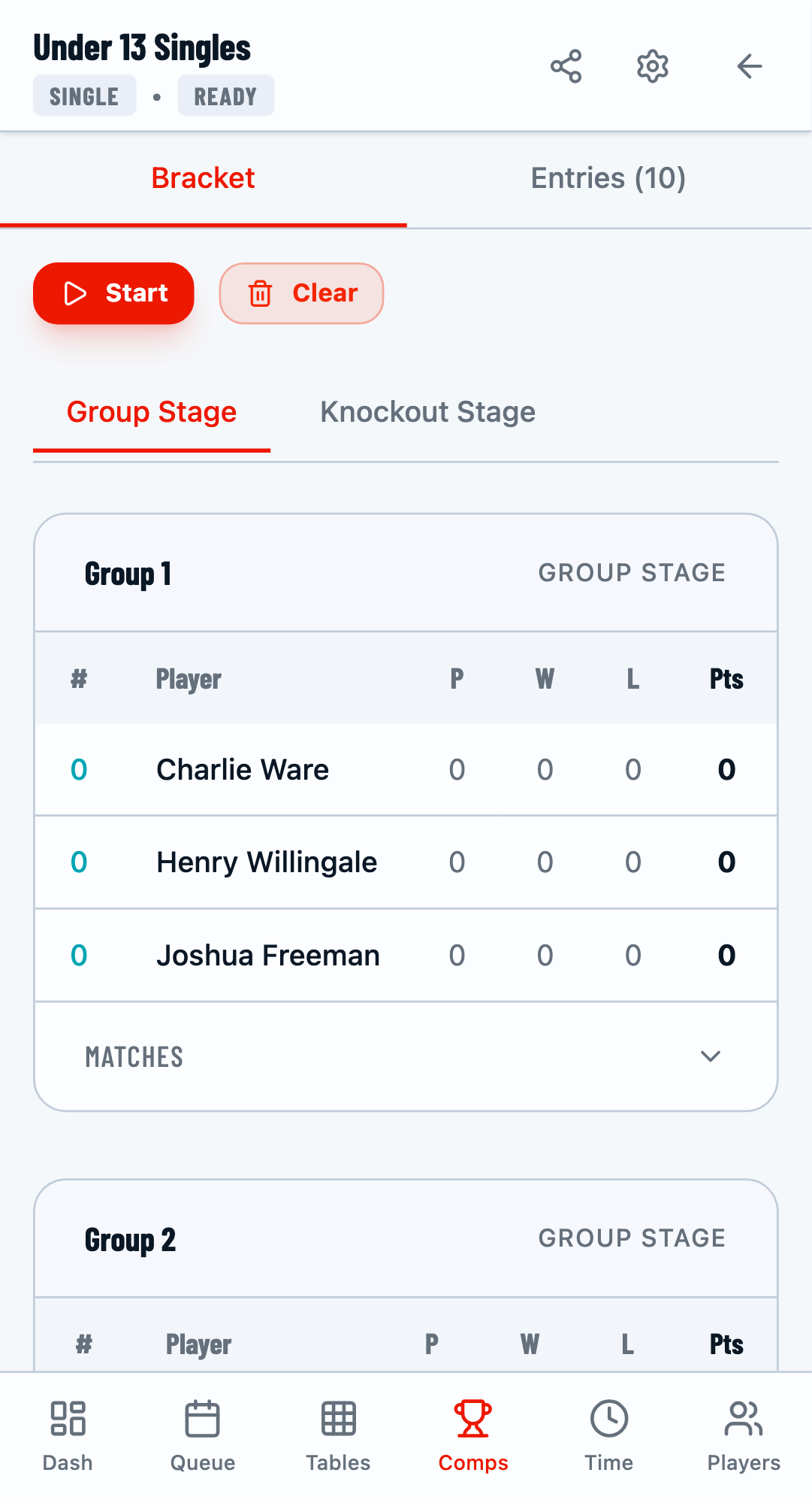Group stage generated