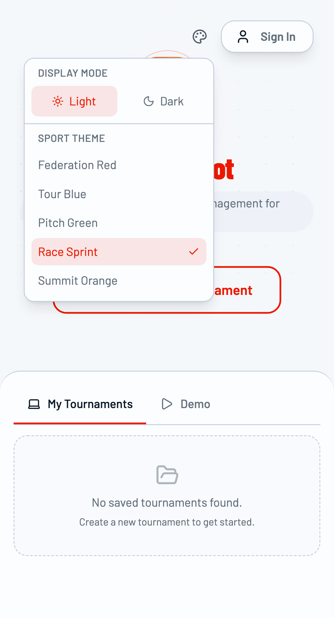 Theme dropdown showing options