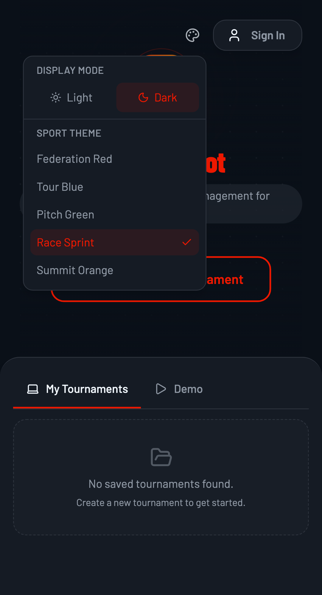 Available sport themes