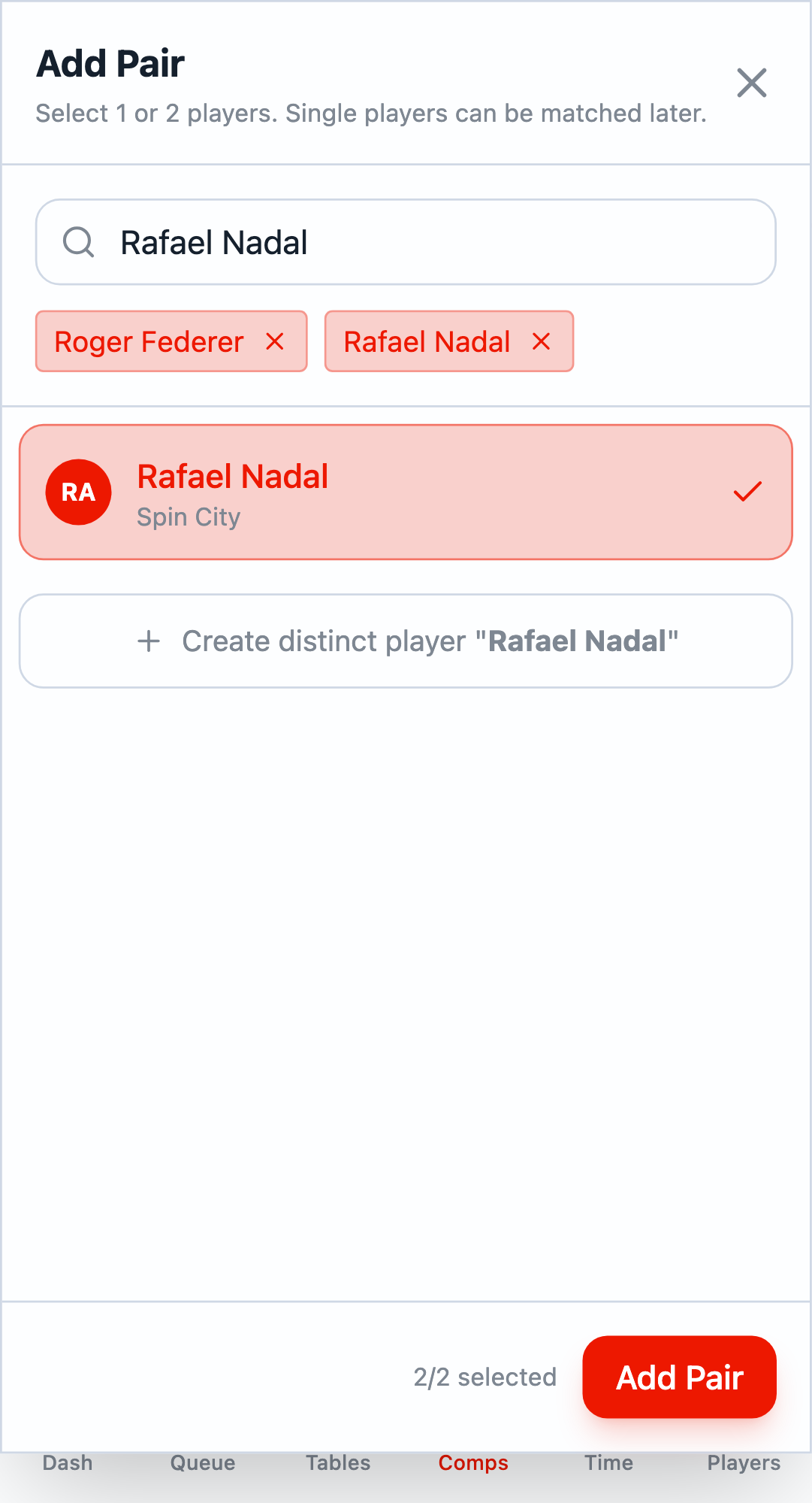 Two players selected