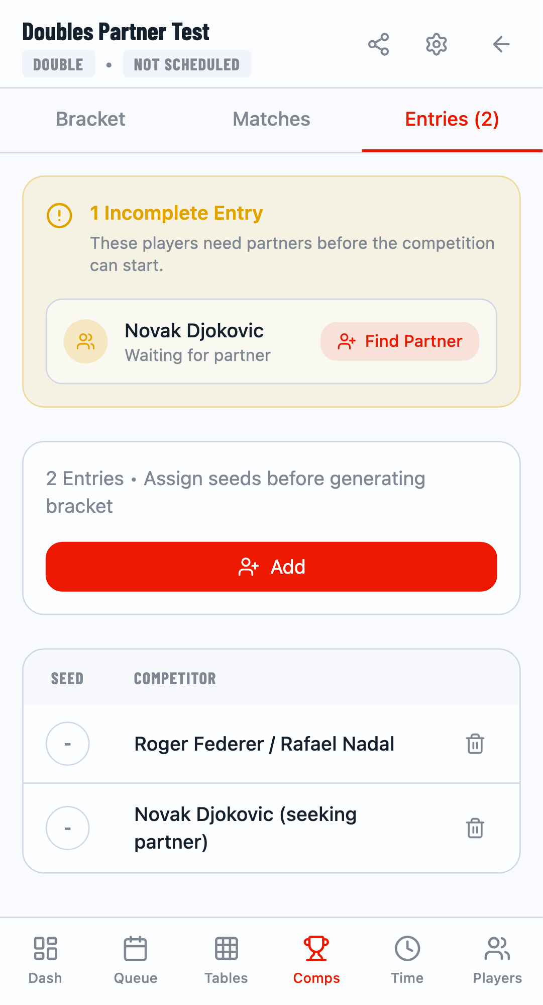 Pending entries panel