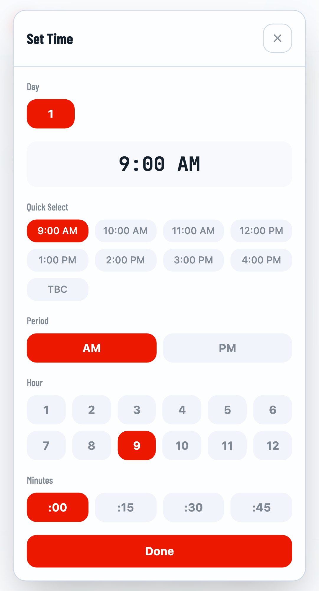 Time picker modal