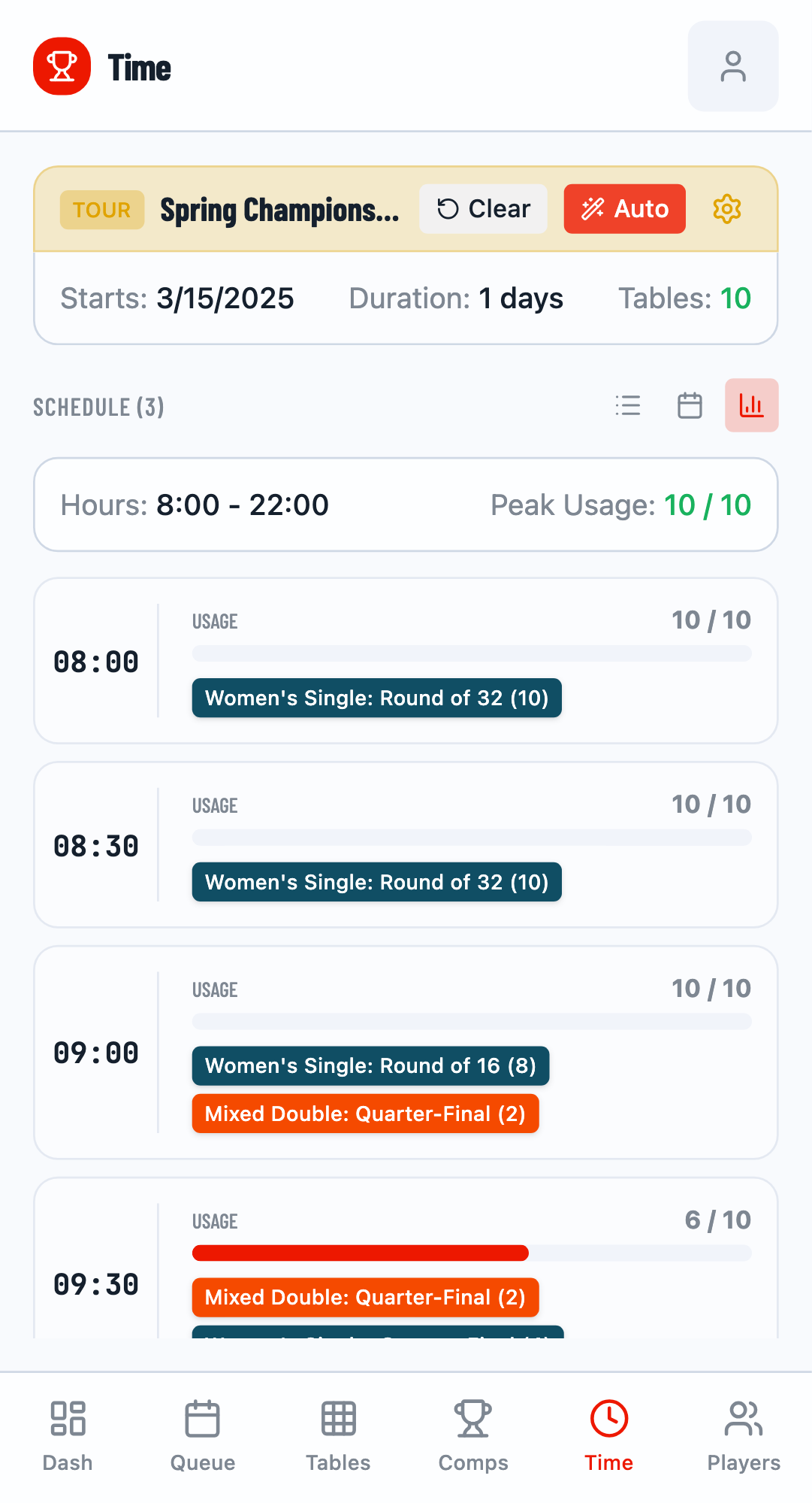 Auto-scheduled matches