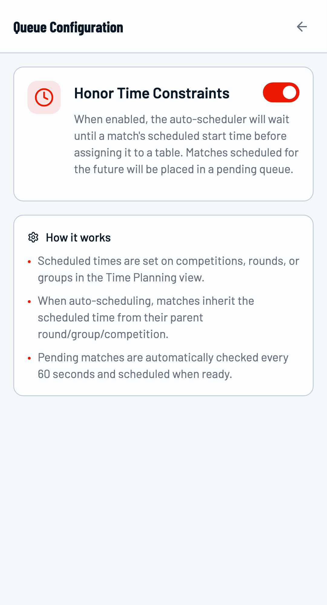 Queue configuration modal