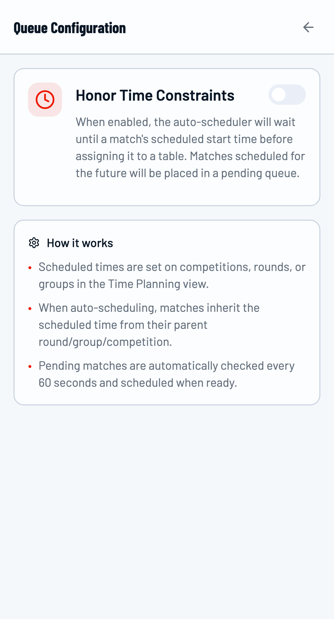 Time constraints toggled off